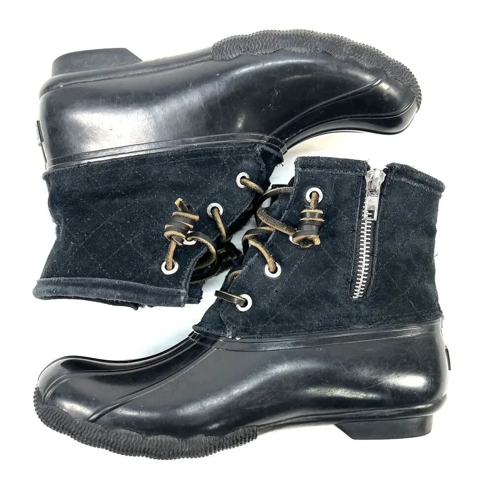 Sperry Top-Sider Boot Size 6 Duck Black Rubber Women STS90987